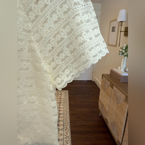 Free People Ivory White Lace Scalloped Candy Short Sleeve Mini Dress- Size 2 - Picture 7 of 8